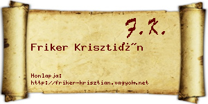 Friker Krisztián névjegykártya